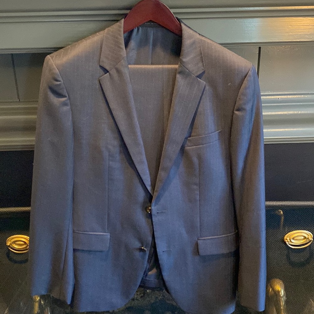 Hugo Boss navy striped suit 38r
